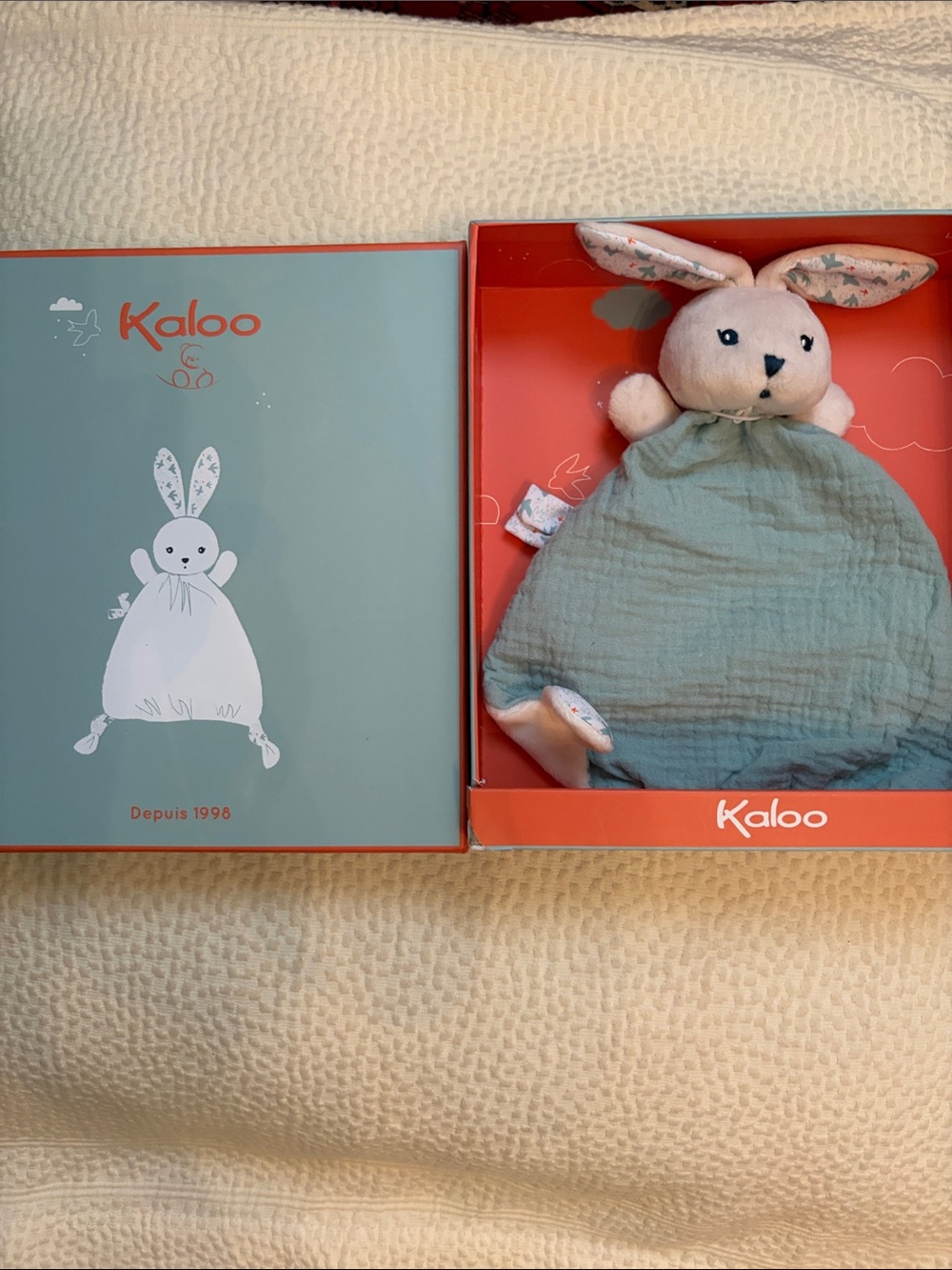 Luxury Kaloo France K'doux Doudou Rabbit Plush Lovey Security NIB Newborn gift